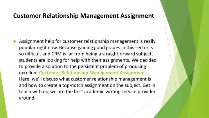 customer relationship management assignment sample