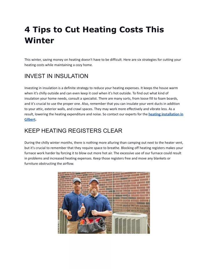 PPT 4 Tips to Cut Heating Costs This Winter PowerPoint Presentation, free download ID11620920