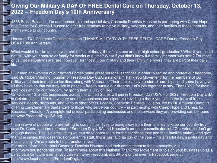 giving our military a day of free dental care n.