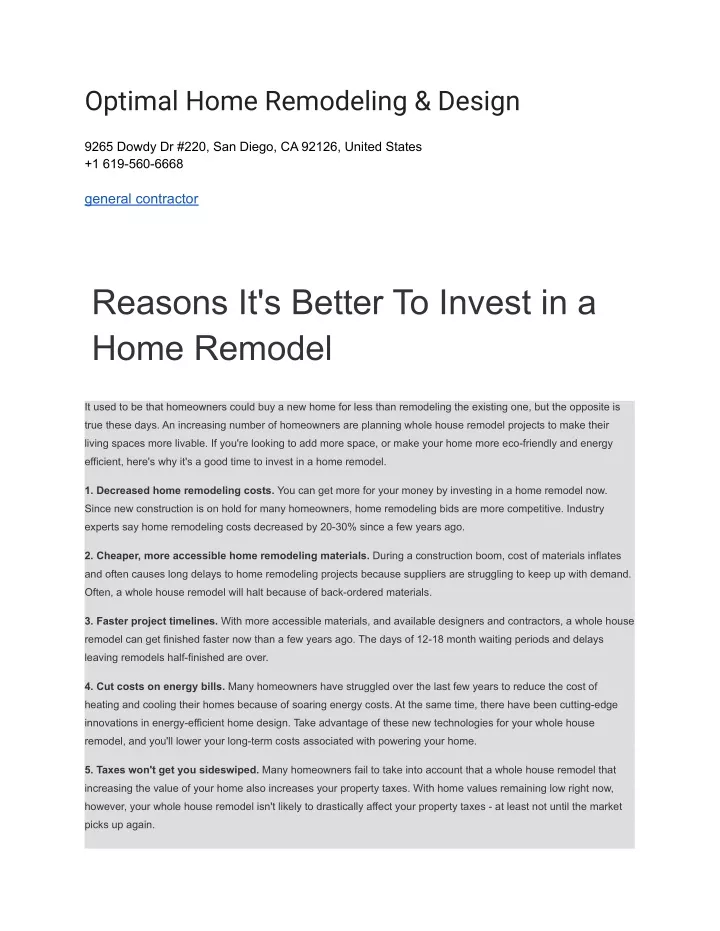 PPT Optimal Home Remodeling & Design PowerPoint Presentation, free