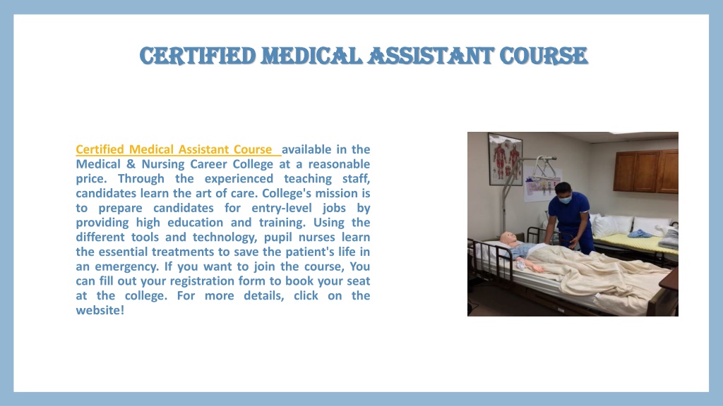 PPT - Certified Medical Assistant Course PowerPoint Presentation, Free ...