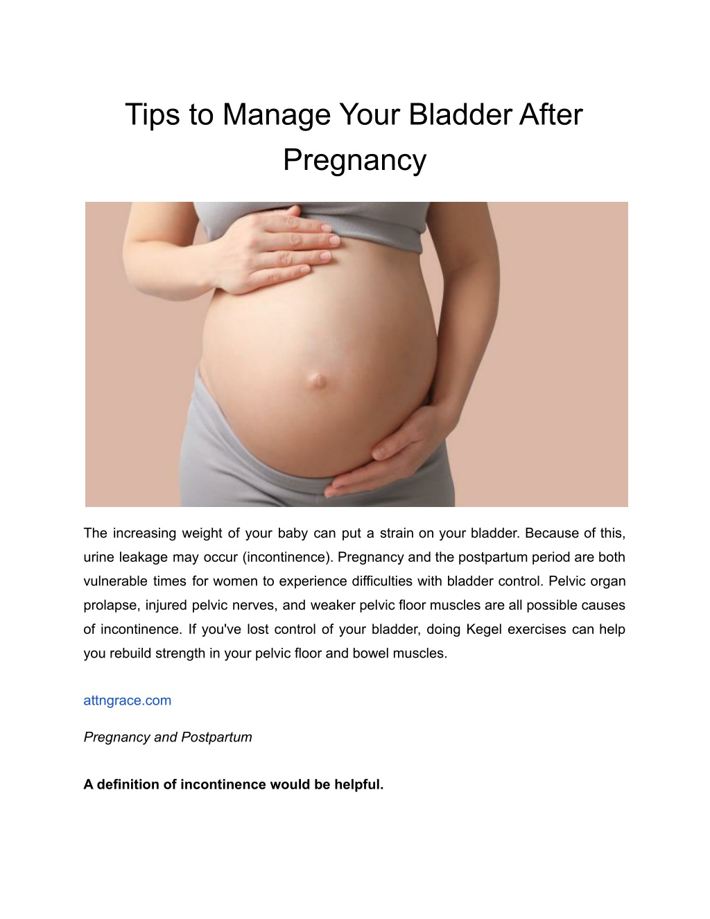 Ppt Tips To Manage Your Bladder After Pregnancy Powerpoint