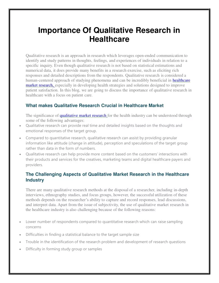 what is qualitative research healthcare