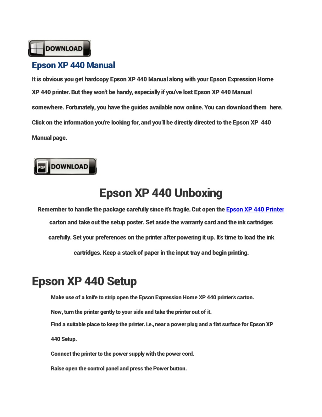 PPT Quick and Complete Epson Expression Home XP 440 Printer Setup