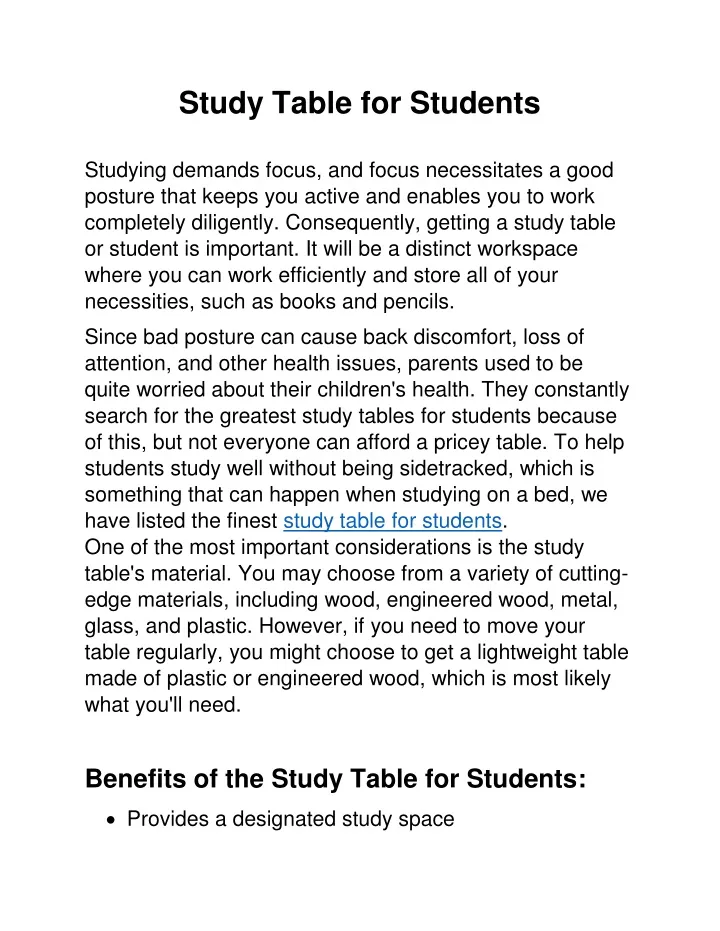 study table essay