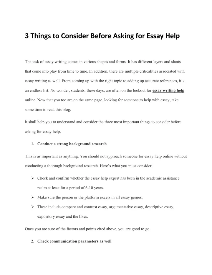 essay about asking for help