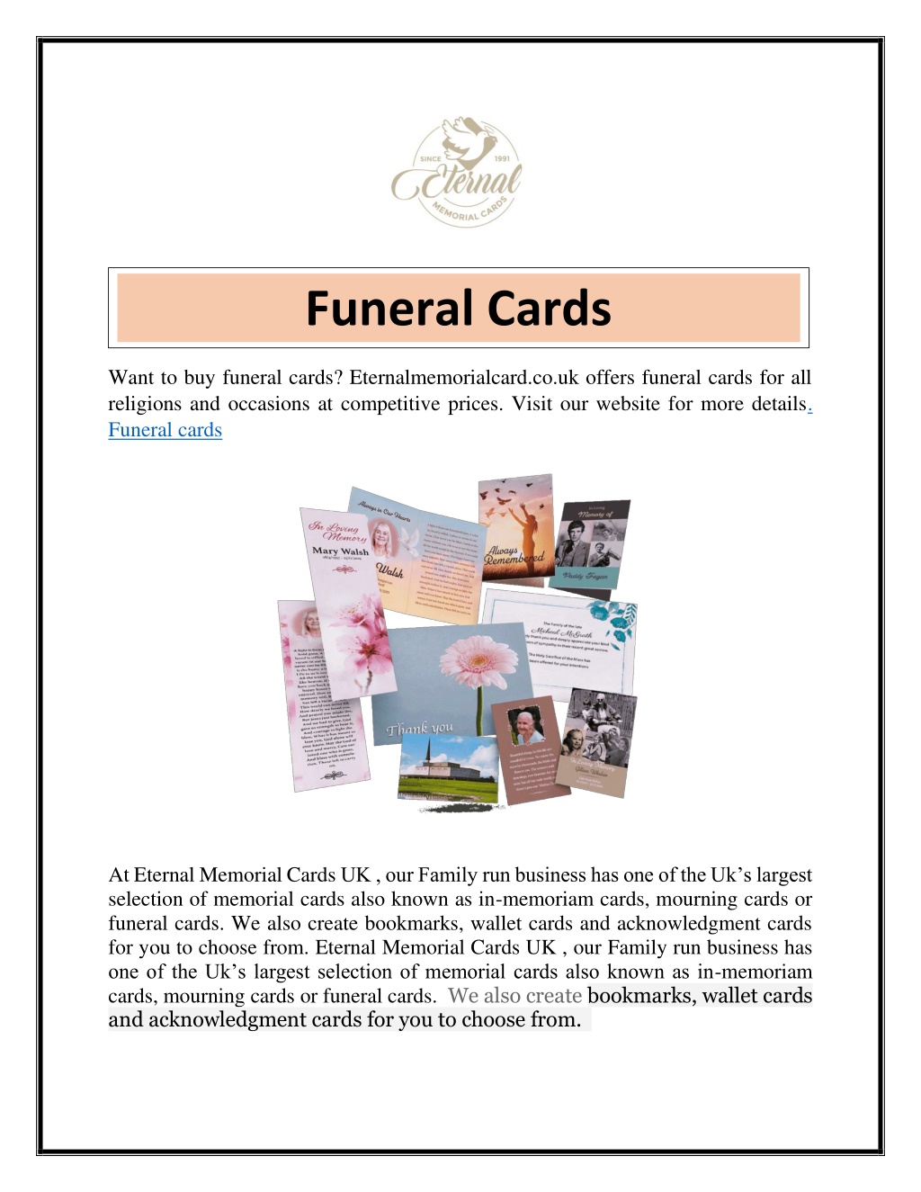PPT Funeral Cards Eternalmemorialcard.co.uk PowerPoint Presentation