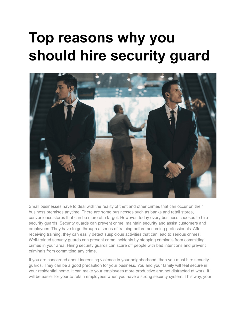 PPT - Top Reasons Why You Should Hire Security Guard PowerPoint ...