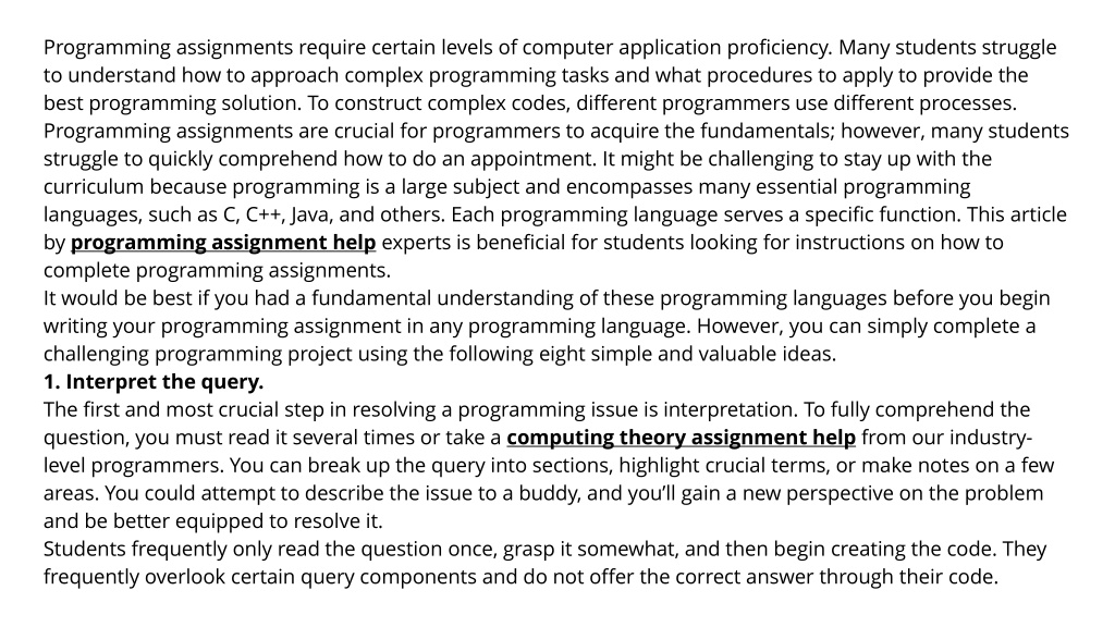 computer programming assignments