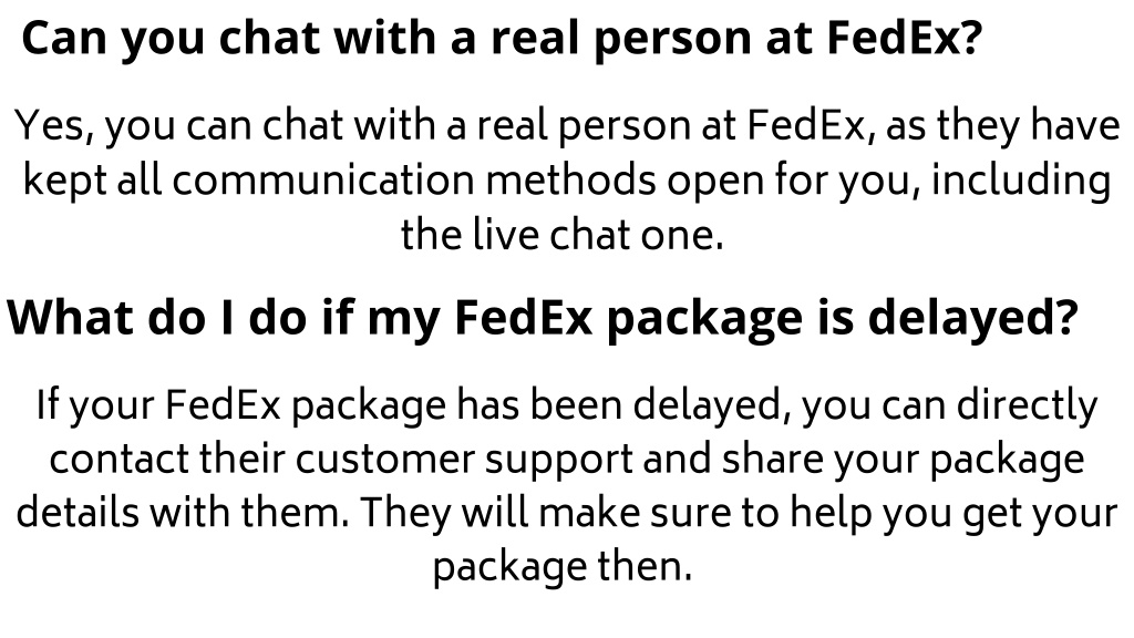 PPT How do I talk to a real human at FedEx? PowerPoint Presentation