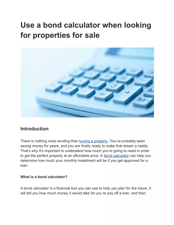 PPT Use a bond calculator when looking for properties for sale