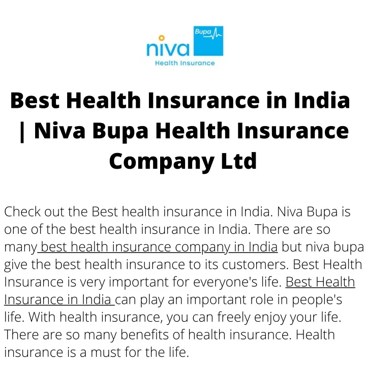 PPT - Best Health Insurance in India Niva Bupa Health Insurance Company ...