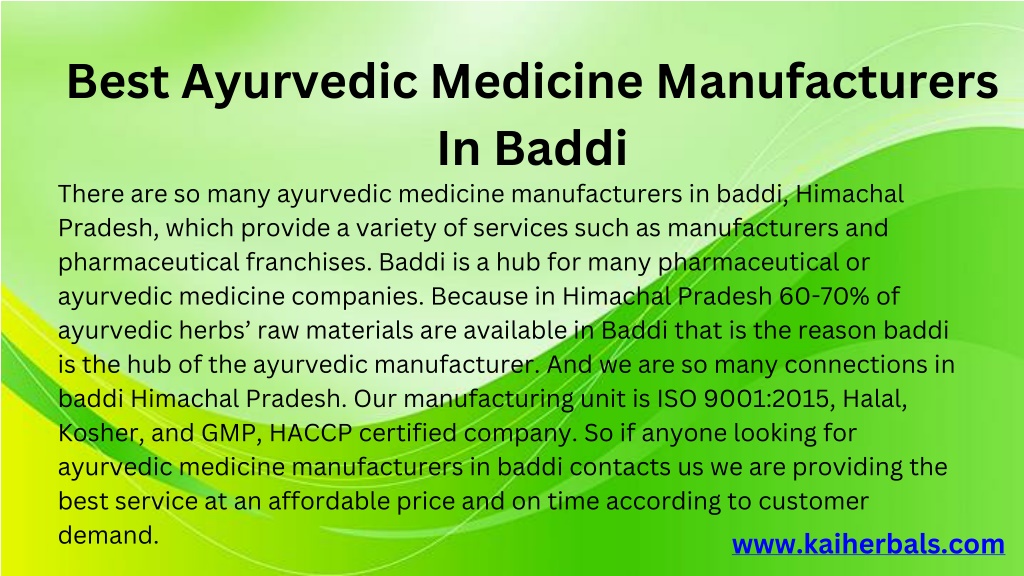 PPT - Ayurvedic Medicine Manufacturers in Baddi PowerPoint Presentation ...