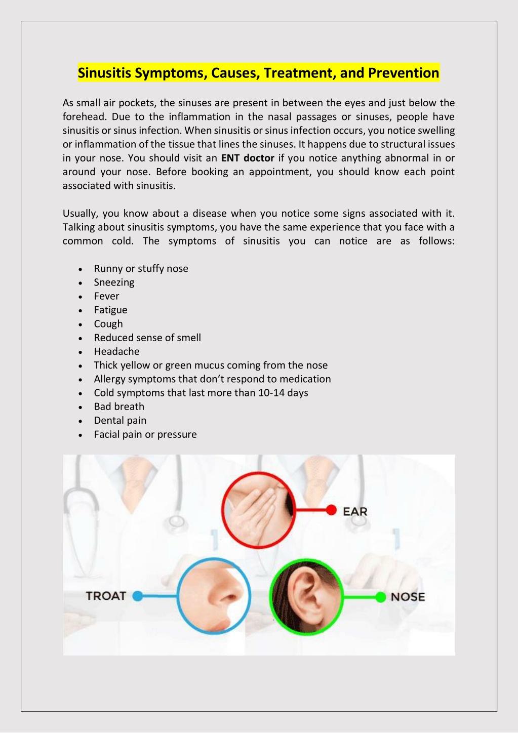 PPT - Sinusitis Symptoms, Causes, Treatment, and Prevention PowerPoint ...