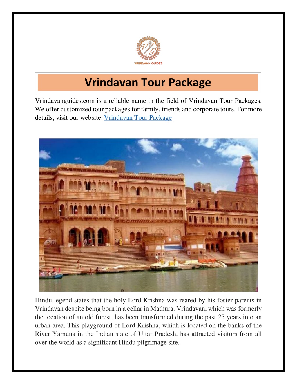 essay on trip to vrindavan