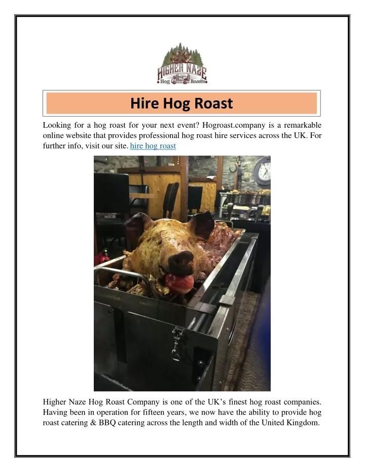 PPT Hire Hog Roast PowerPoint Presentation, free