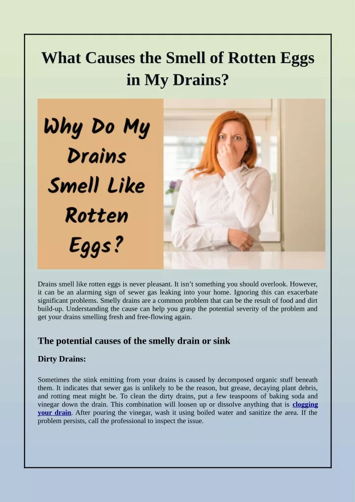 Ppt What Causes The Smell Of Rotten Eggs In My Drains Powerpoint