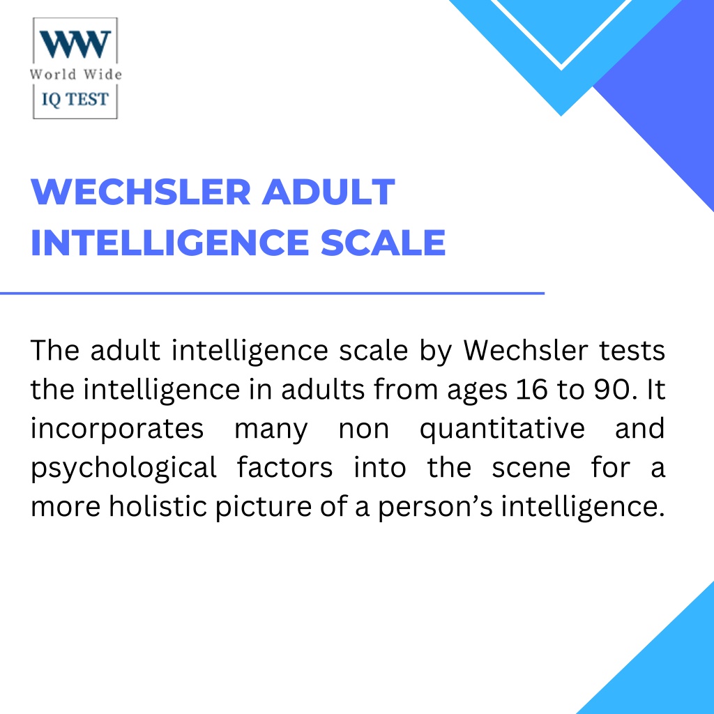 PPT Official IQ Test Wechsler IQ Test PowerPoint Presentation, free