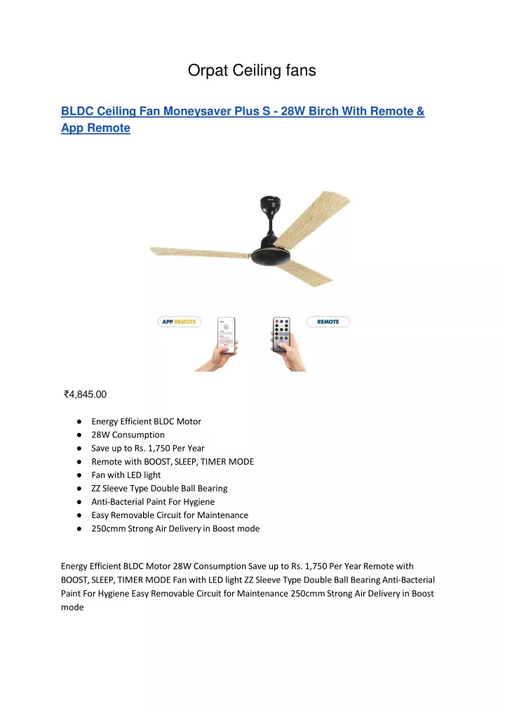 orpat money saver ceiling fan