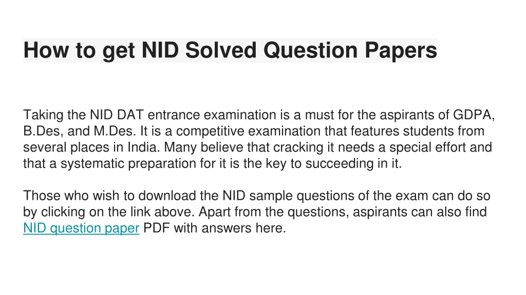 Ppt Nid Sample Paper Ppt Powerpoint Presentation Free Download Id11632880 6155