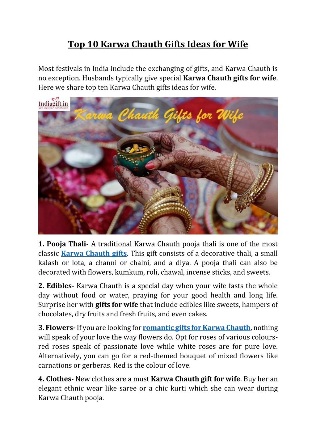 Last Minute Karwa Chauth Gift Ideas for Wife