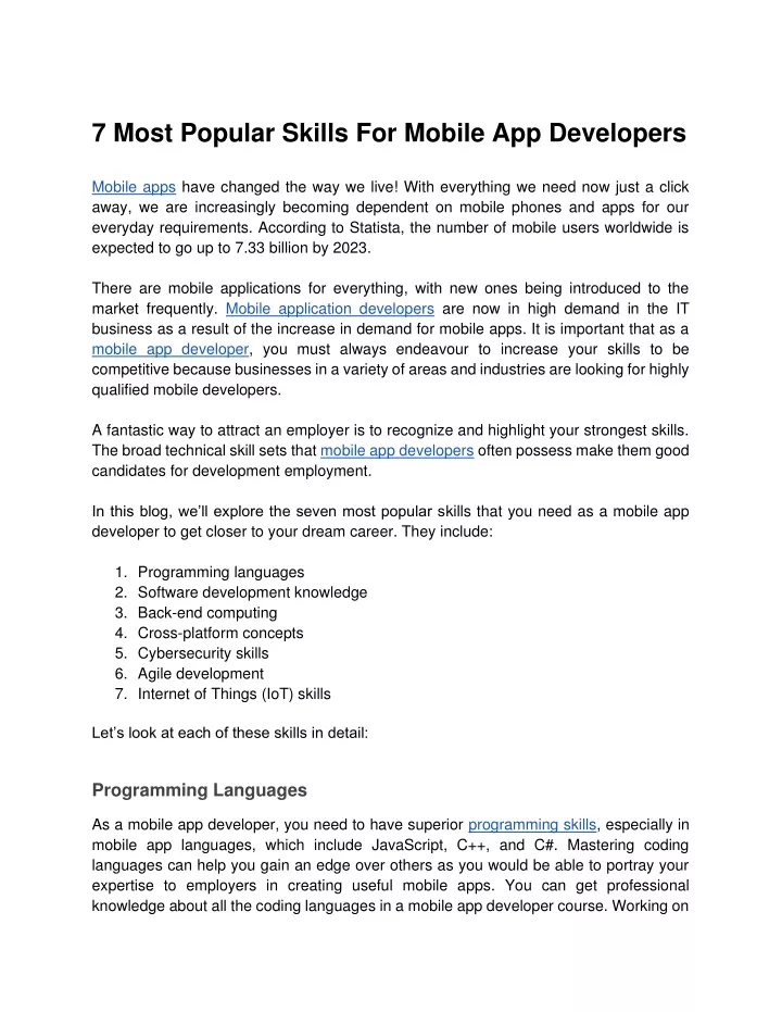 PPT - Most Popular Mobile App Developer Skills PowerPoint Presentation ...