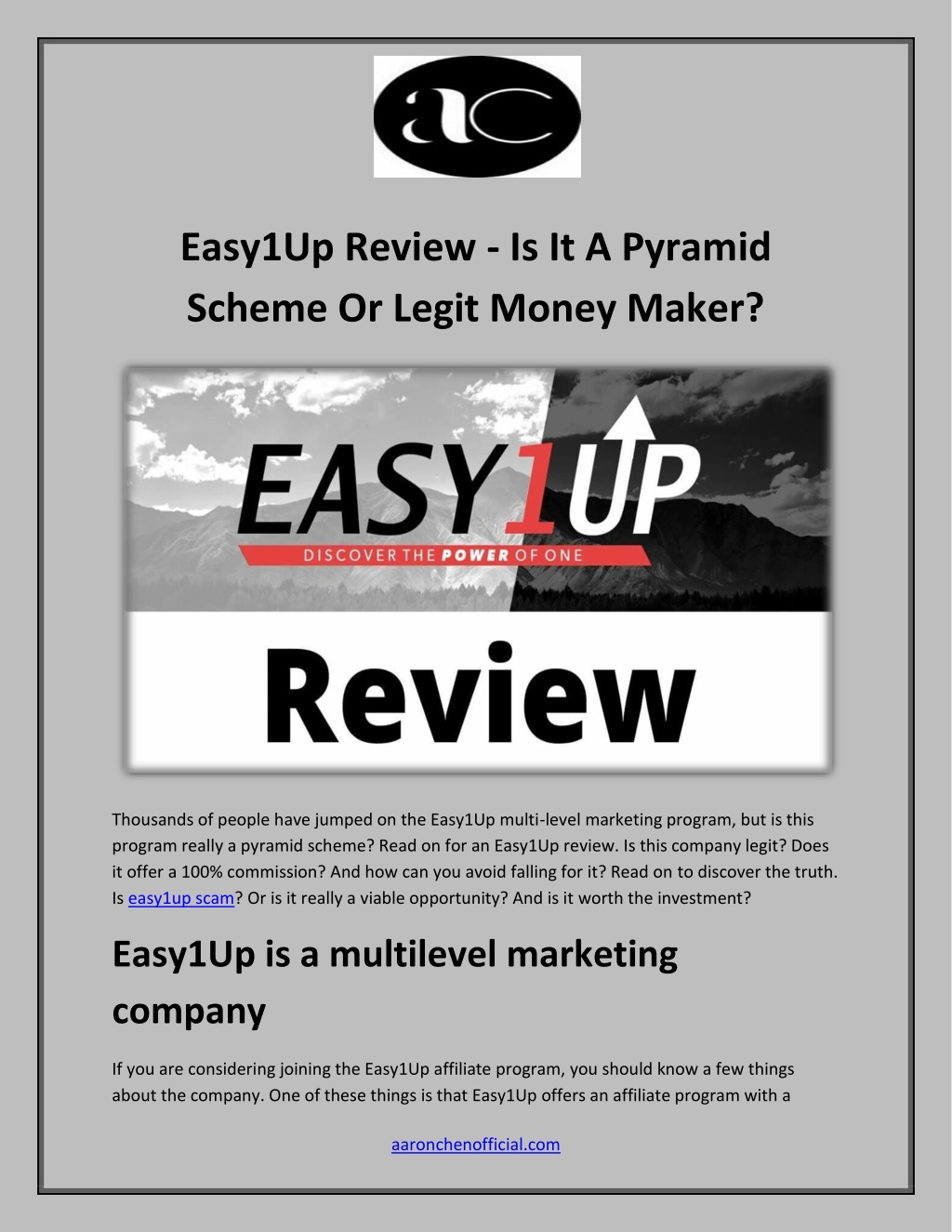 PPT Easy1Up Review Is It A Pyramid Scheme Or Legit Money Maker