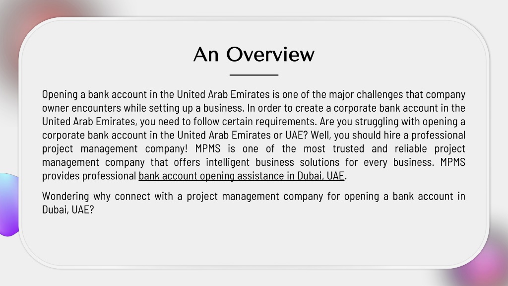 PPT - Challenges in Opening a Bank Account in Dubai, UAE PowerPoint ...