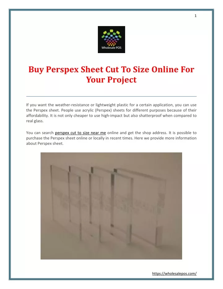 PPT Buy Perspex Sheet Cut To Size Online For Your Project PowerPoint ppt-buy-perspex-sheet-cut-to-size-online-for-your-project-powerpoint