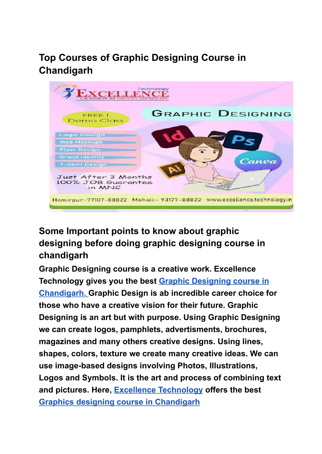 Graphic Designing Course in Chandigarh - CBitss Institute