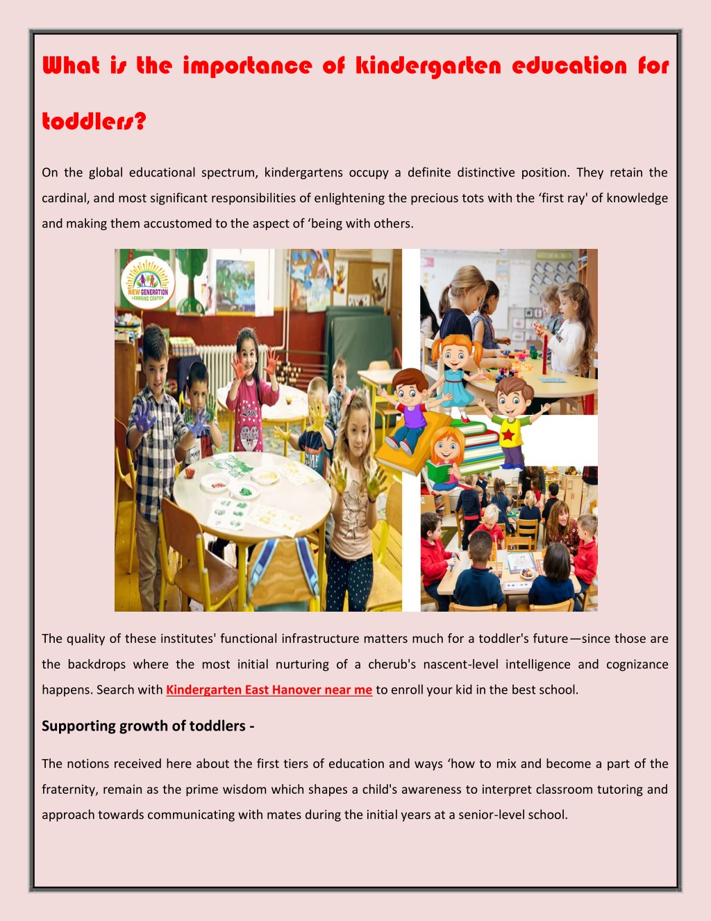 what is the importance of kindergarten education
