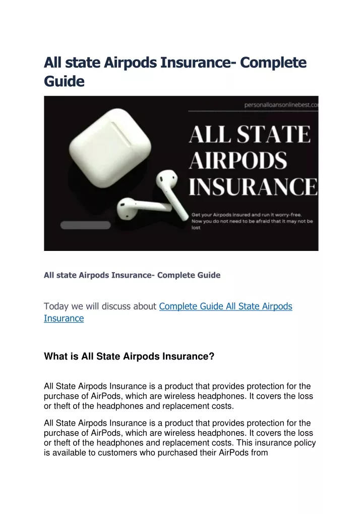 PPT All state Airpods Insurance Complete Guide PowerPoint