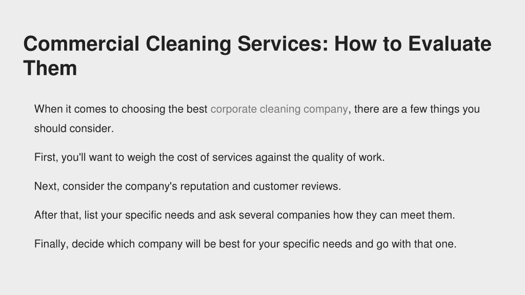 PPT How to choose the best commercial cleaning company PowerPoint