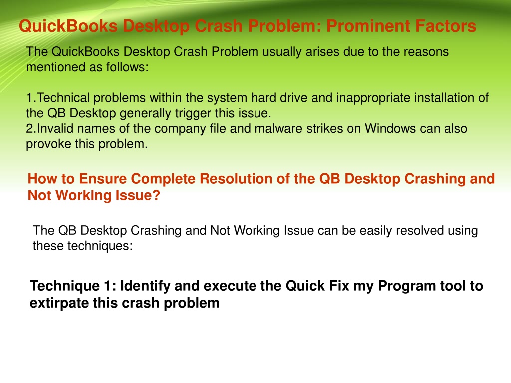 PPT QuickBooks Keeps Crashing Detailed and Reliable Technical Guide PowerPoint Presentation