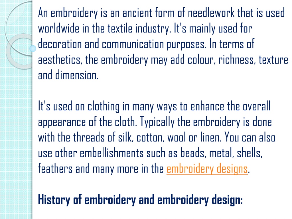 history of embroidery presentation