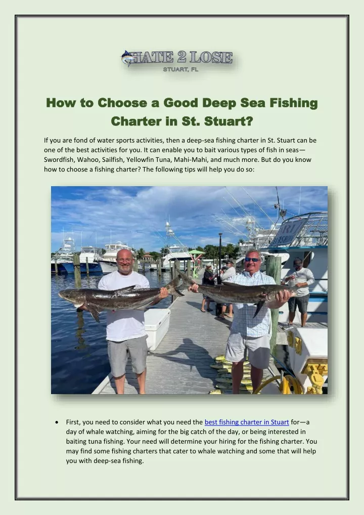 PPT - Choose Deep Sea Fishing Charter In St. Stuart PowerPoint