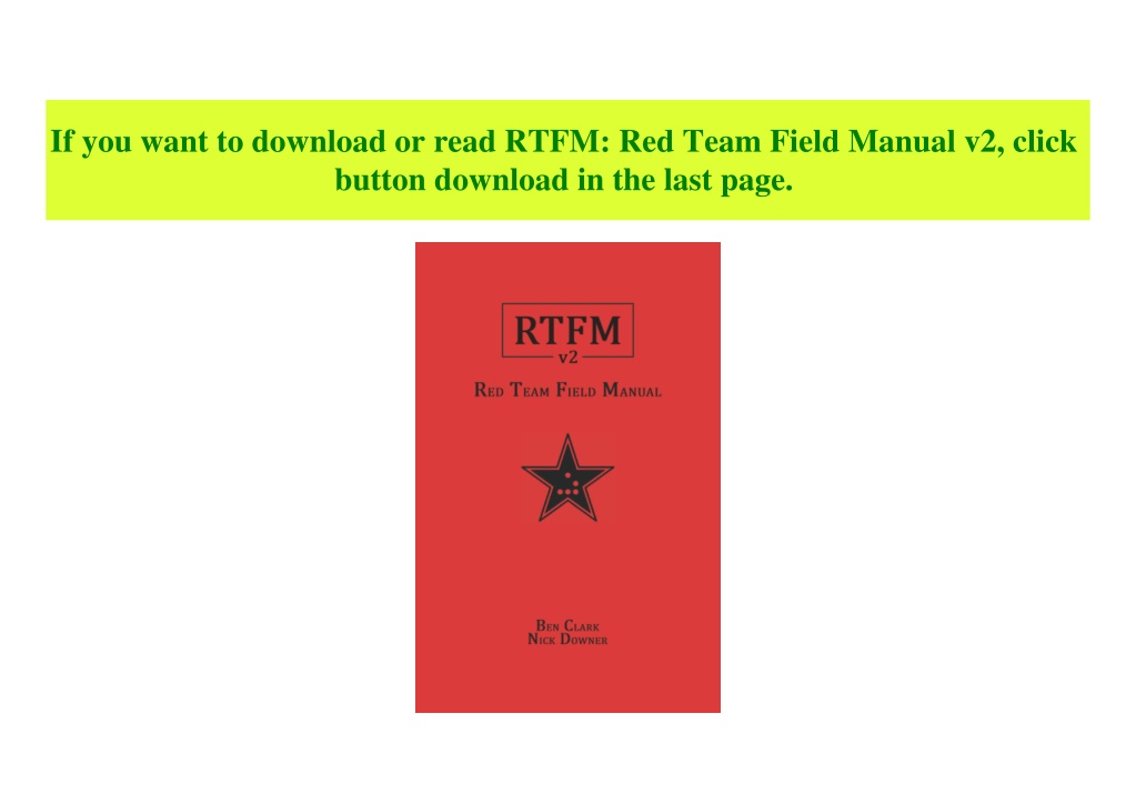 PPT RTFM Red Team Field Manual v2 {read online} PowerPoint