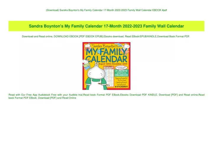 PPT (Download) Sandra Boynton's My Family Calendar 17Month 20222023