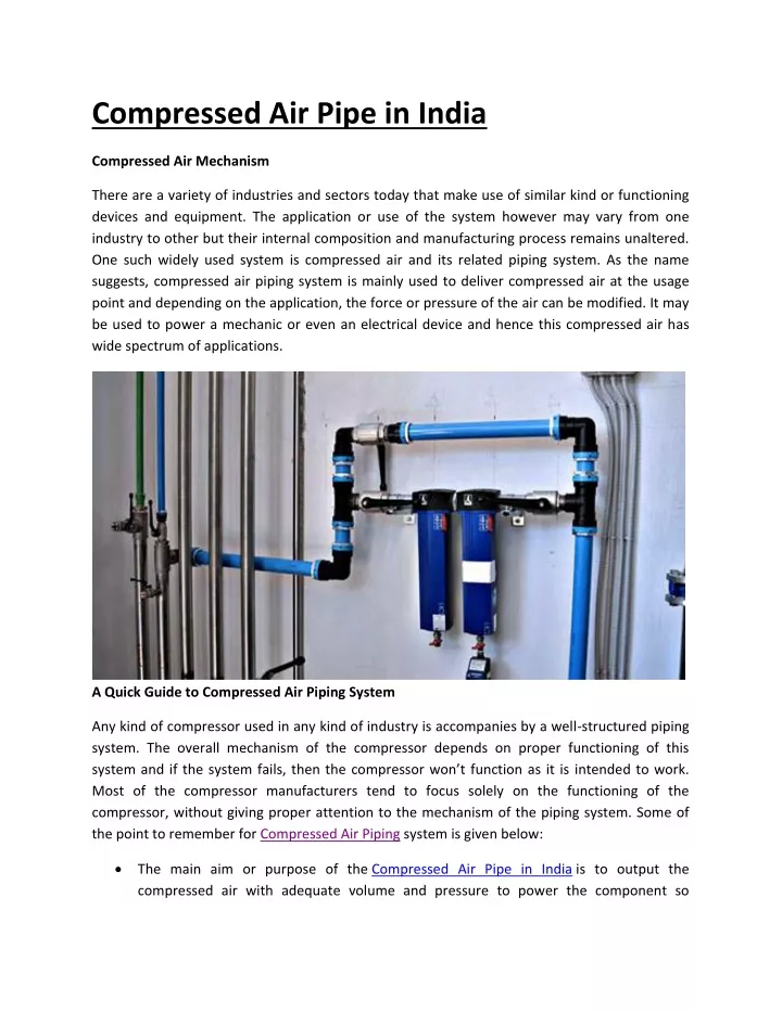 PPT Compressed Air Pipe in India PowerPoint Presentation, free