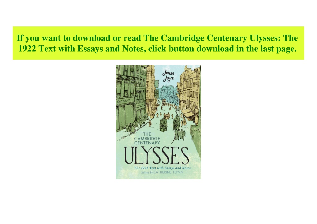 the cambridge centenary ulysses