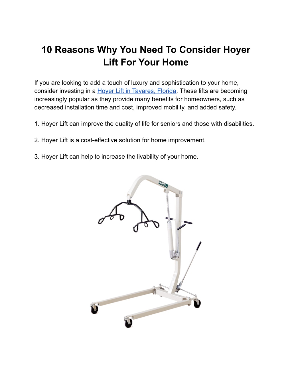 PPT 10 Reasons Why You Need To Consider Hoyer Lift For Your Home