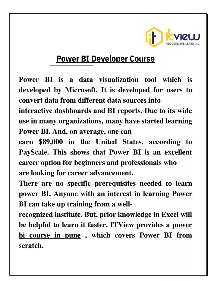 power bi developer course n.