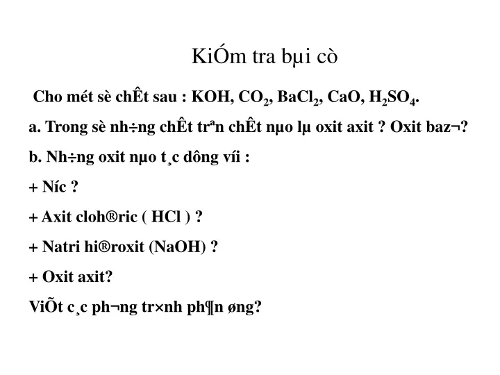 PPT - Bài Giảng Hóa Học 8 - Bài 2: Một Số Oxit Quan Trọng PowerPoint ...