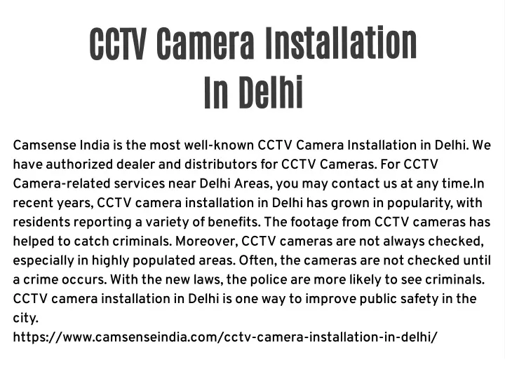 PPT CCTV Camera Installation In Delhi PowerPoint Presentation, free