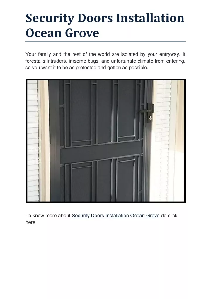 PPT Security Doors Installation Ocean Grove PowerPoint Presentation