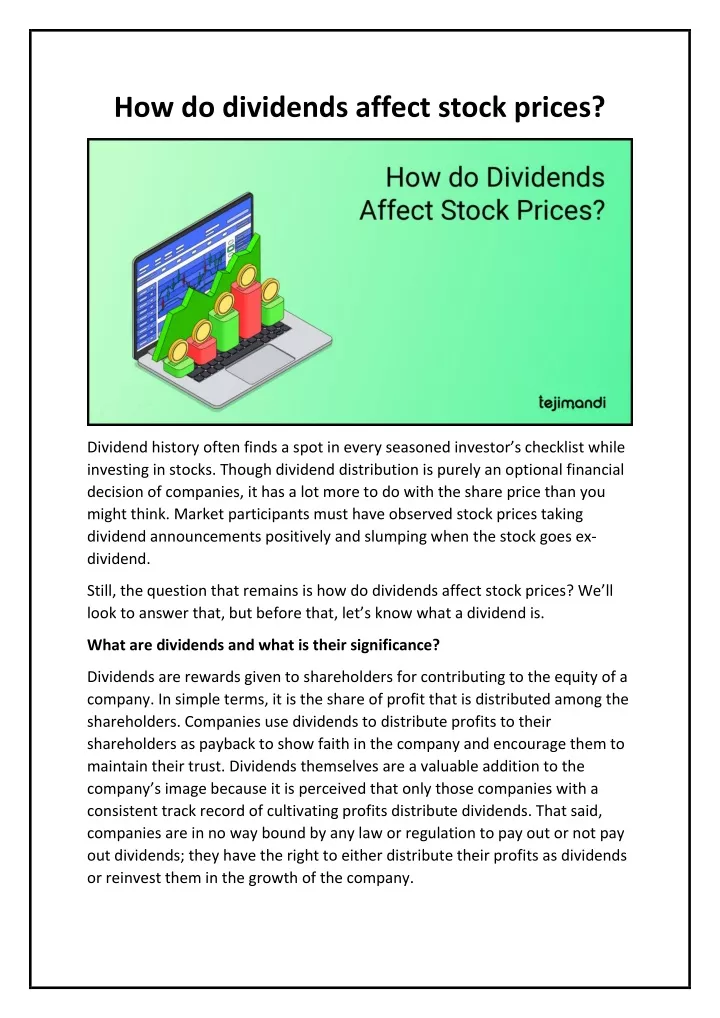 PPT How Do Dividends Affect Stock Prices PowerPoint Presentation 