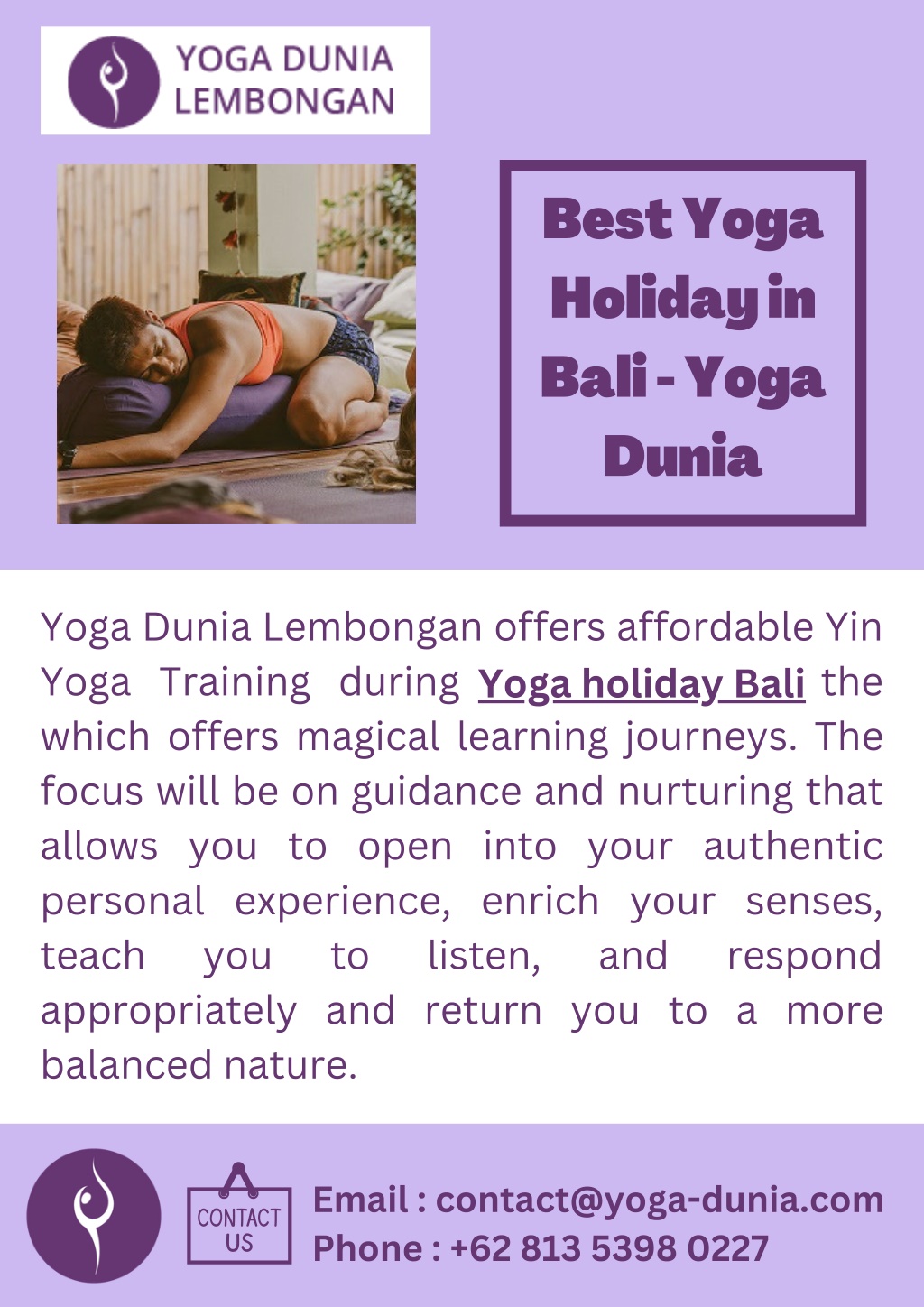 Yoga Dunia Lembongan  Yoga School & Yoga Studio Bali