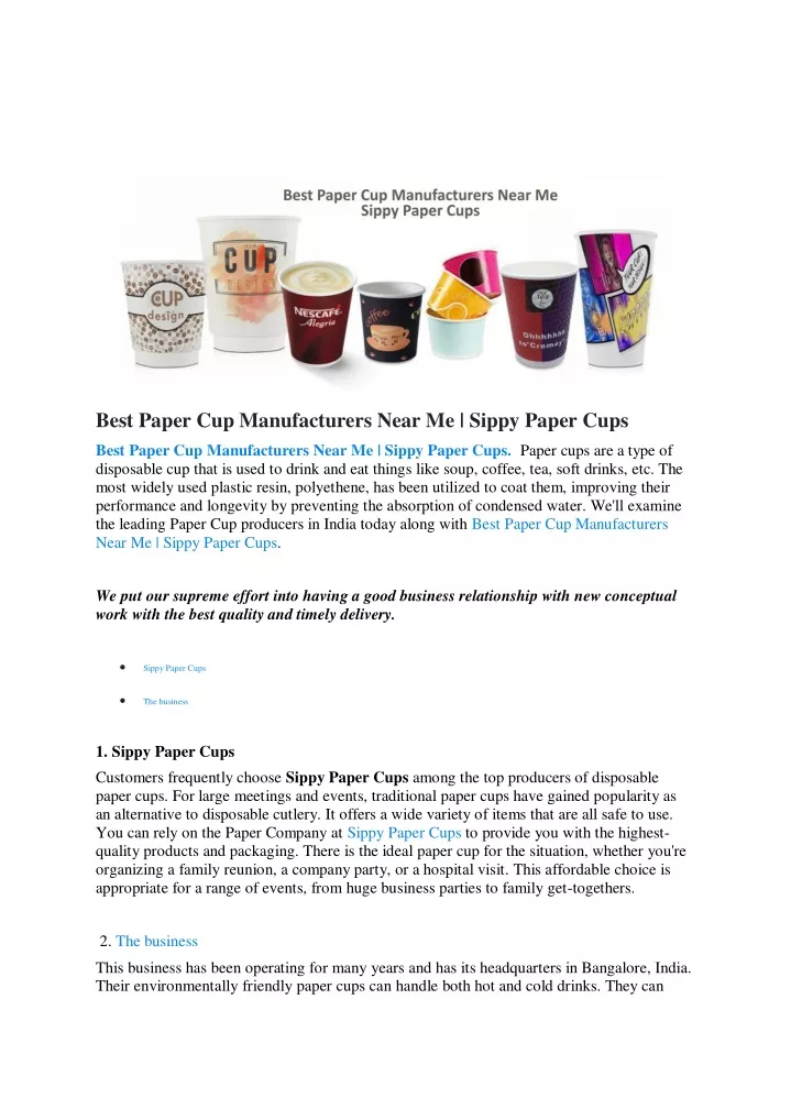 Best Paper Cup Manufacturers Near Me Sippy Paper N 