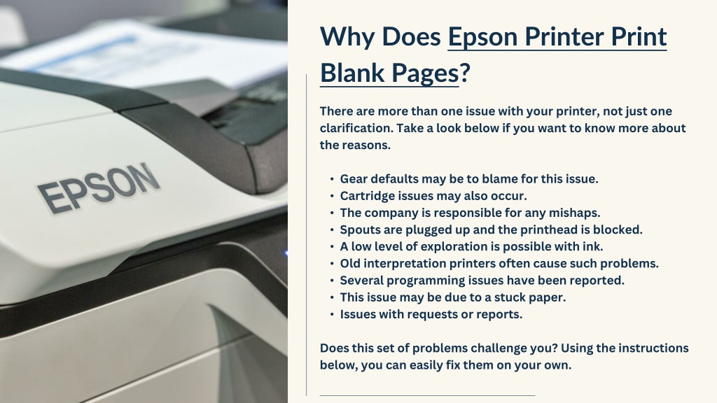 PPT - Epson Printer Prints Blank pages PowerPoint Presentation, free ...