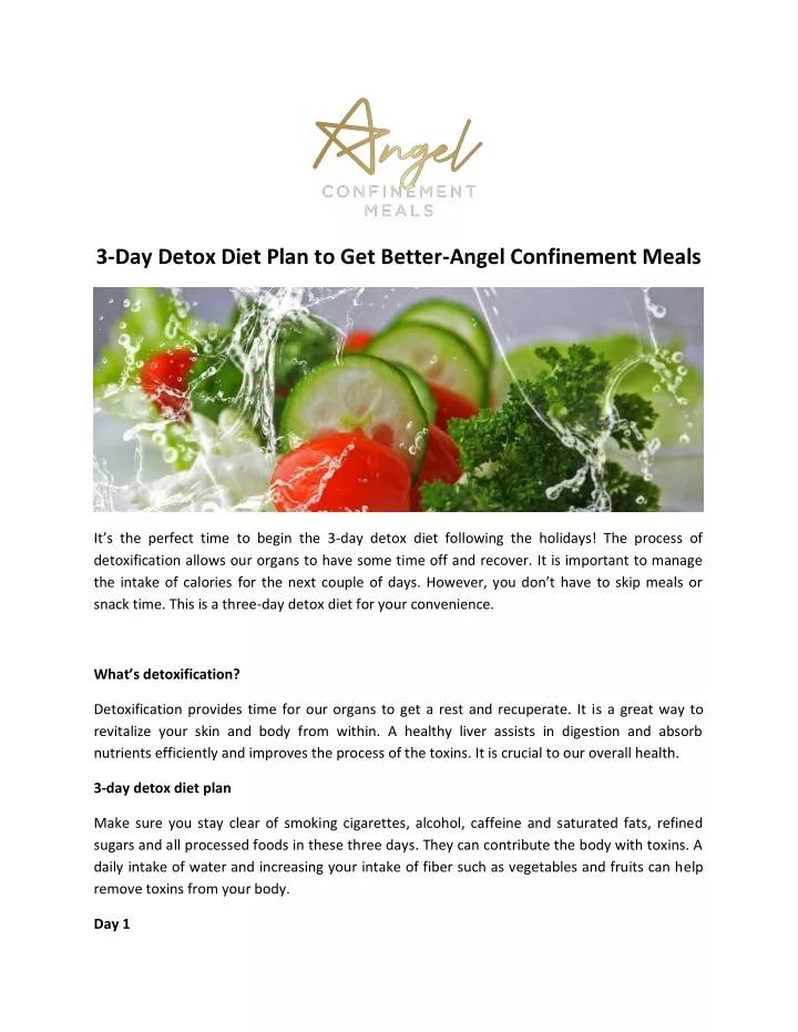 Ppt 3 Day Detox Diet Plan To Get Better Angel Confinement Meals